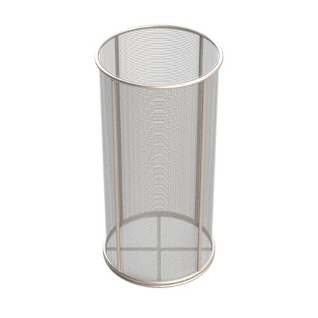 Anysizebasket Round Wire Mesh Basket: 6Dia. x 12H, 304 SS, 3/16 Rod Frame, No Handles, Mesh: 30 x .012 TMT-060RND120-N30S